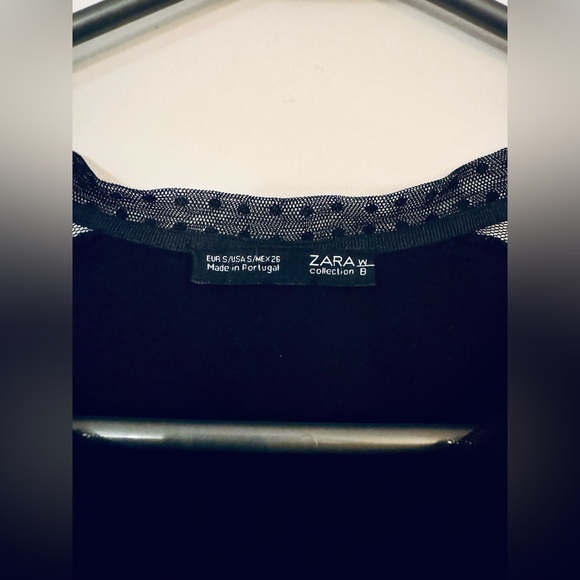 Zara Dotted Sheer Mesh Long sleeve Raglan Baseball Shirt T-shirt plumetis - Picture 3 of 6